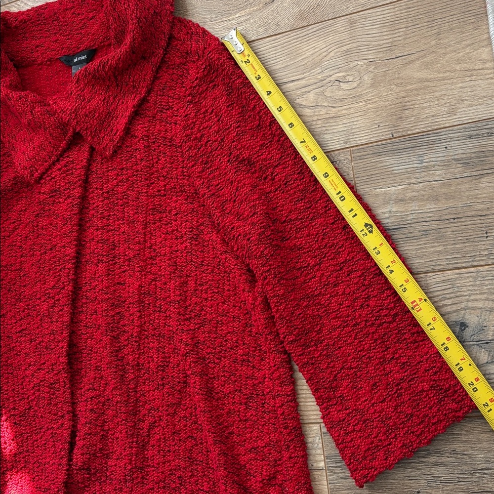 Ali Miles Red with Black Collared One Button Soft Shawl Cardigan Women’s Large - Picture 8 of 9